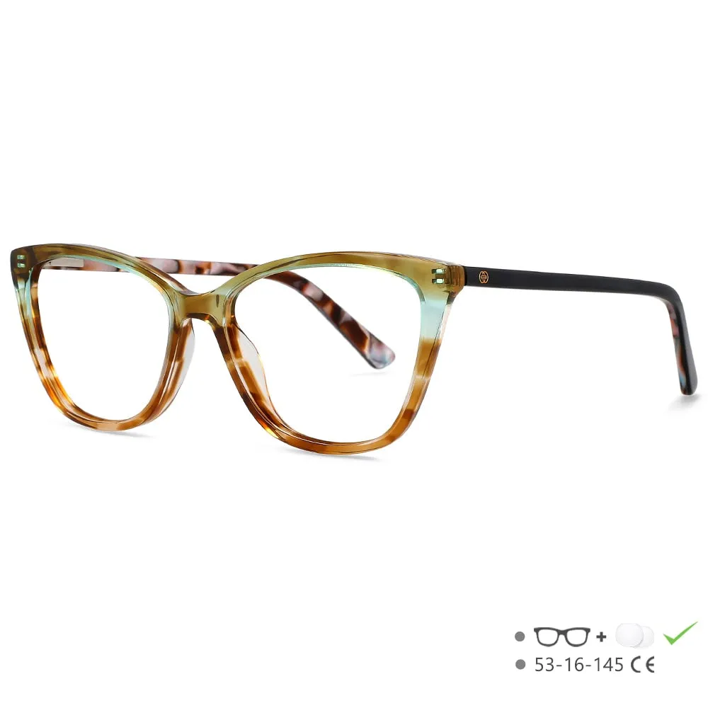 CCspace Unisex Full Rim Square Cat Eye Acetate Eyeglasses 55569