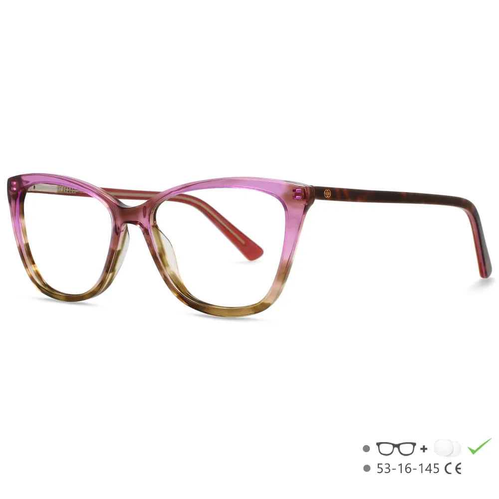 CCspace Unisex Full Rim Square Cat Eye Acetate Eyeglasses 55569