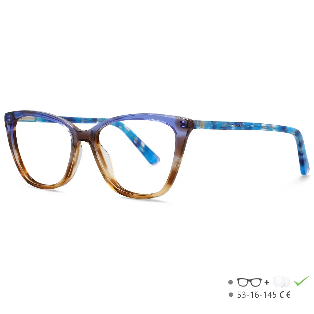 CCspace Unisex Full Rim Square Cat Eye Acetate Eyeglasses 55569