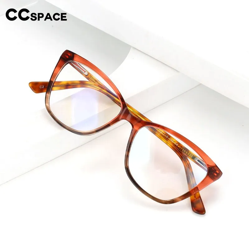 CCspace Unisex Full Rim Square Cat Eye Acetate Eyeglasses 55569