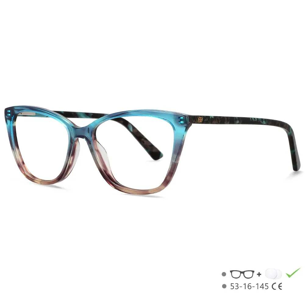 CCspace Unisex Full Rim Square Cat Eye Acetate Eyeglasses 55569