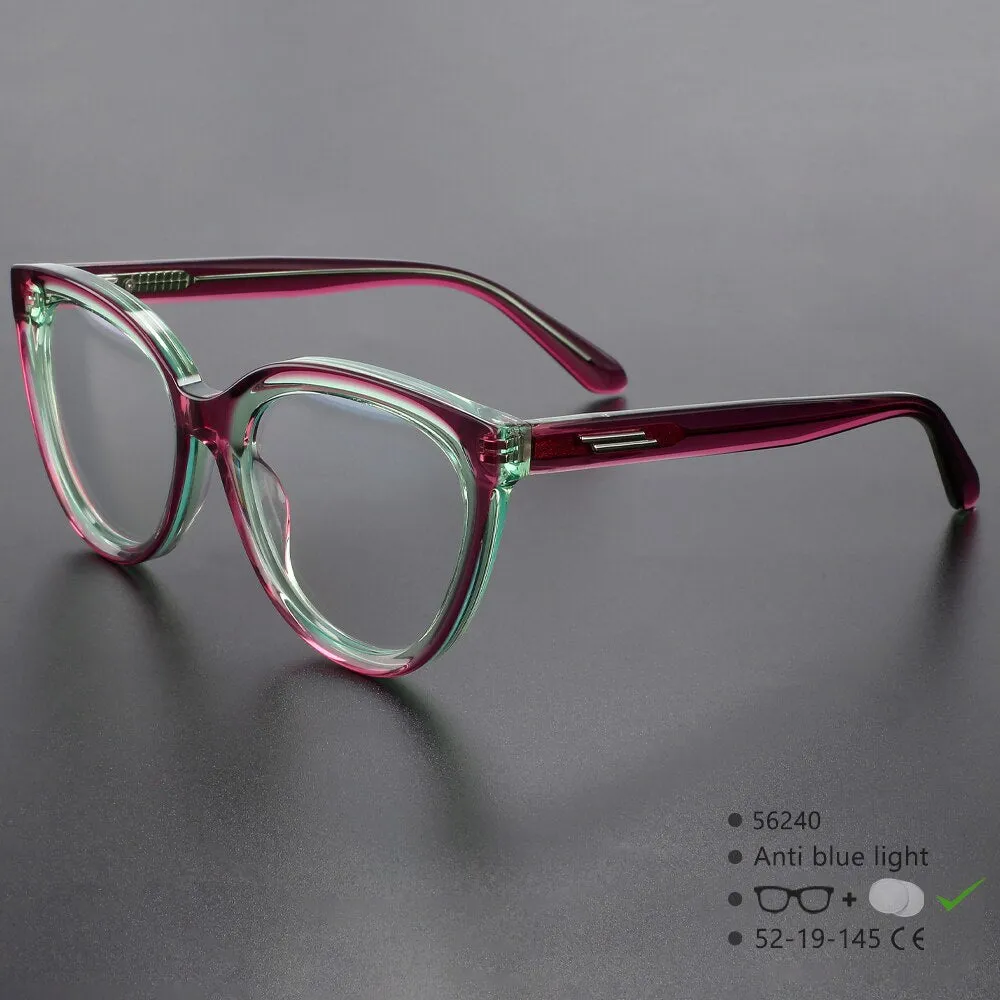CCspace Unisex Full Rim Square Cat Eye Acetate Eyeglasses 56240