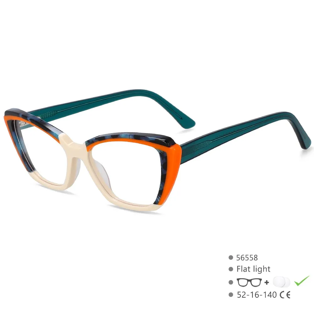 CCspace Unisex Full Rim Square Cat Eye Acetate Eyeglasses 56558