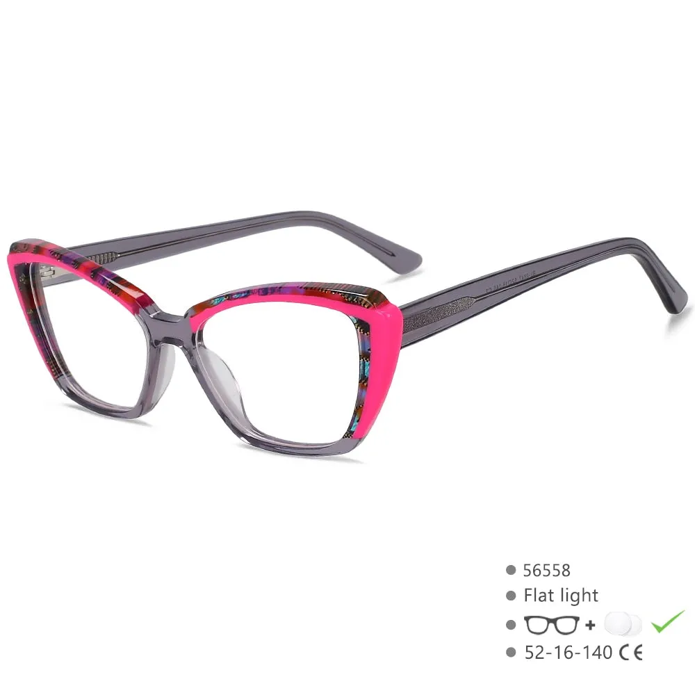 CCspace Unisex Full Rim Square Cat Eye Acetate Eyeglasses 56558