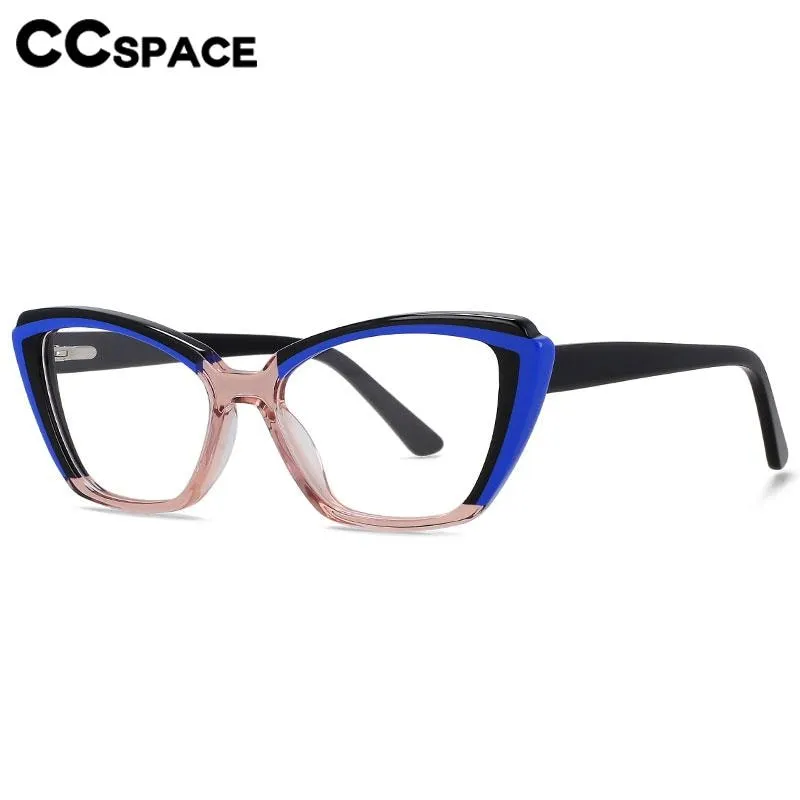 CCspace Unisex Full Rim Square Cat Eye Acetate Eyeglasses 56558
