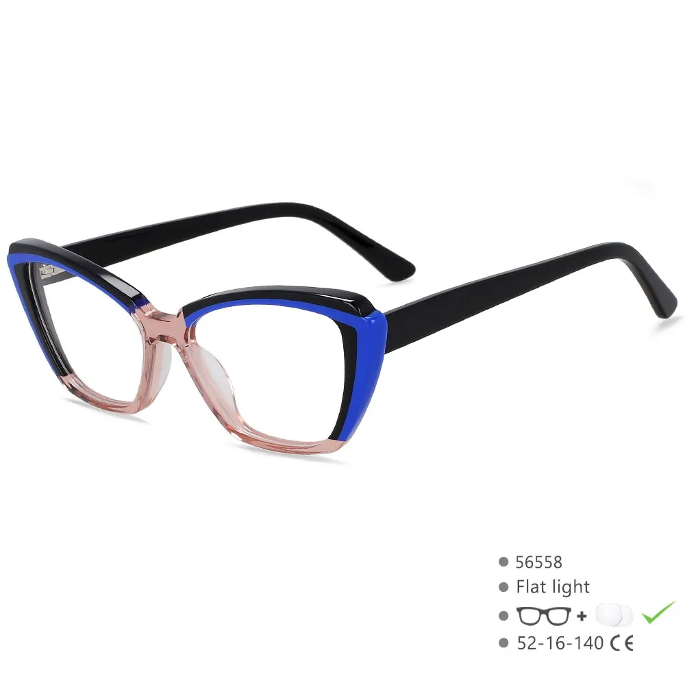CCspace Unisex Full Rim Square Cat Eye Acetate Eyeglasses 56558