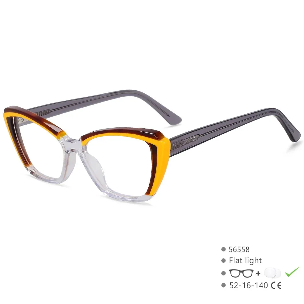 CCspace Unisex Full Rim Square Cat Eye Acetate Eyeglasses 56558