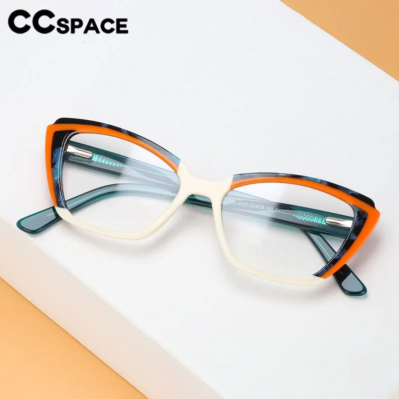 CCspace Unisex Full Rim Square Cat Eye Acetate Eyeglasses 56558