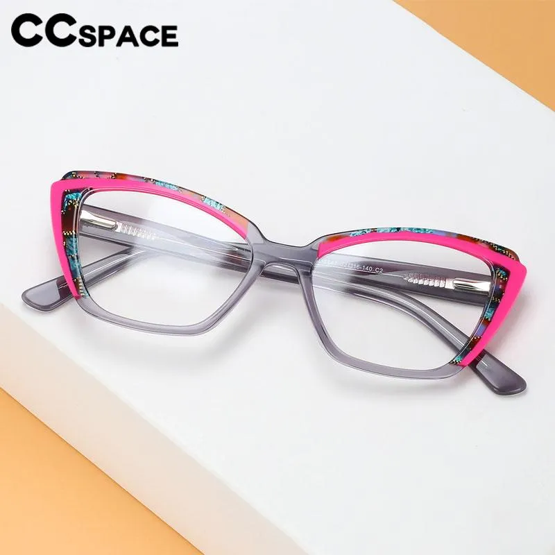 CCspace Unisex Full Rim Square Cat Eye Acetate Eyeglasses 56558