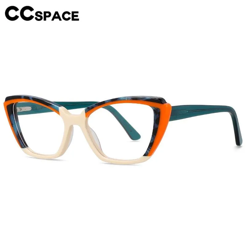 CCspace Unisex Full Rim Square Cat Eye Acetate Eyeglasses 56558