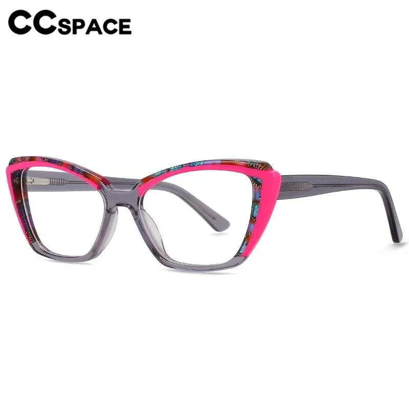 CCspace Unisex Full Rim Square Cat Eye Acetate Eyeglasses 56558