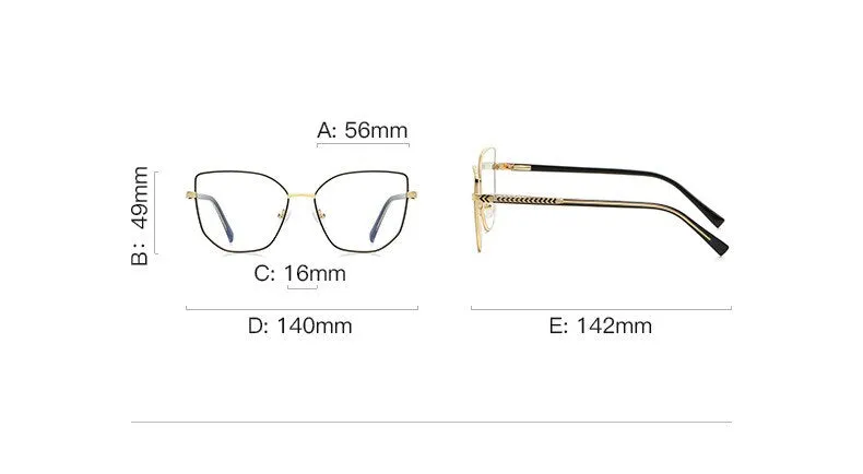 CCspace Unisex Full Rim Square Cat Eye Alloy Eyeglasses 55710