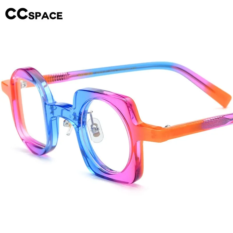 CCspace Unisex Full Rim Square Round Acetate Eyeglasses 55660