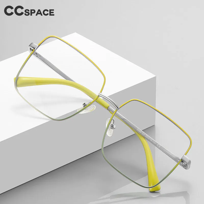 CCspace Unisex Full Rim Square Spring Hinge Alloy Eyeglasses 56270