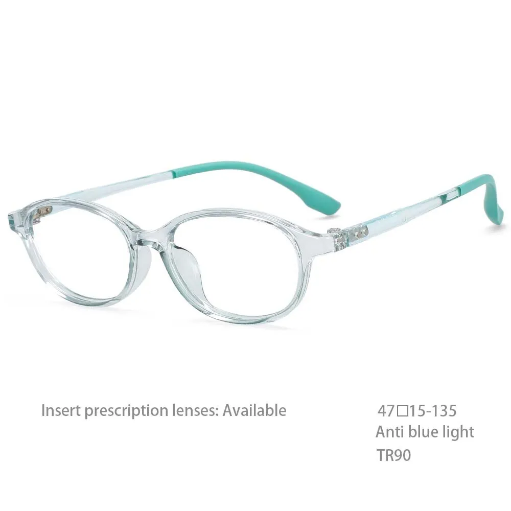 CCspace Unisex Youth Size Full Rim Oval Tr 90 Titanium Frame Eyeglasses 54466