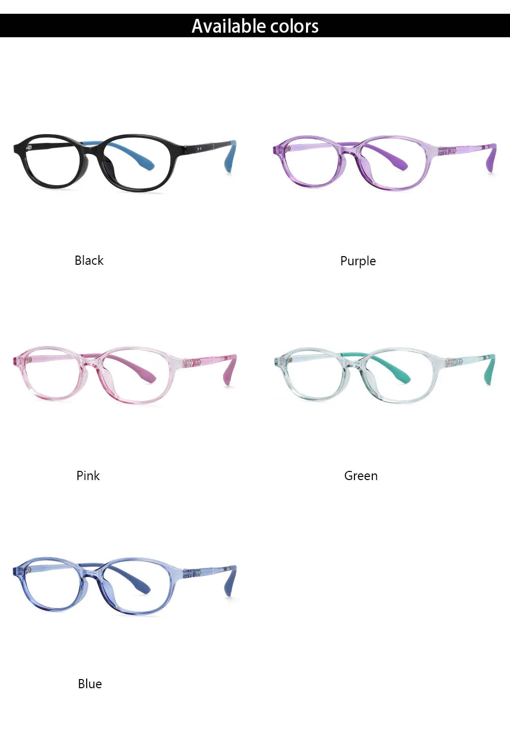 CCspace Unisex Youth Size Full Rim Oval Tr 90 Titanium Frame Eyeglasses 54466