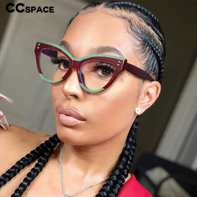 CCspace Women's Full Rim Big Cat Eye Acetate Eyeglasses S55337