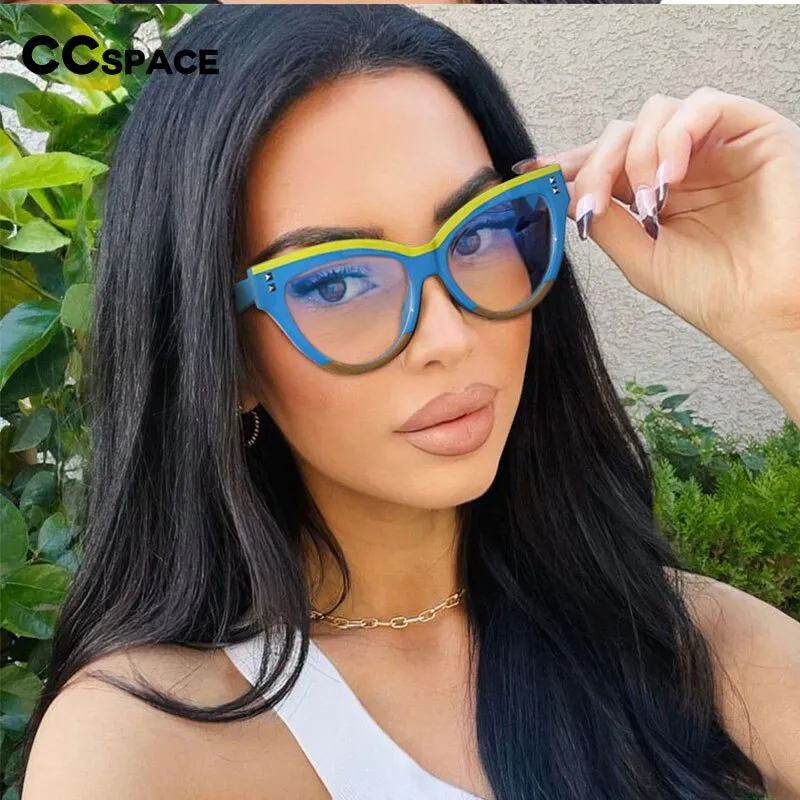 CCspace Women's Full Rim Big Cat Eye Acetate Eyeglasses S55337