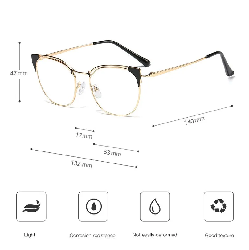 CCspace Women's Full Rim Cat Eye Alloy Frame Eyeglasses 45892