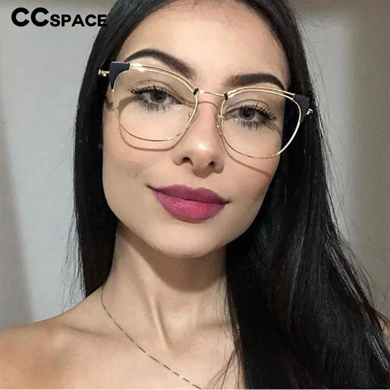 CCspace Women's Full Rim Cat Eye Alloy Frame Eyeglasses 45892