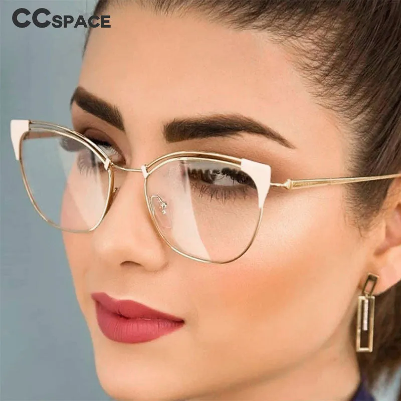 CCspace Women's Full Rim Cat Eye Alloy Frame Eyeglasses 45892