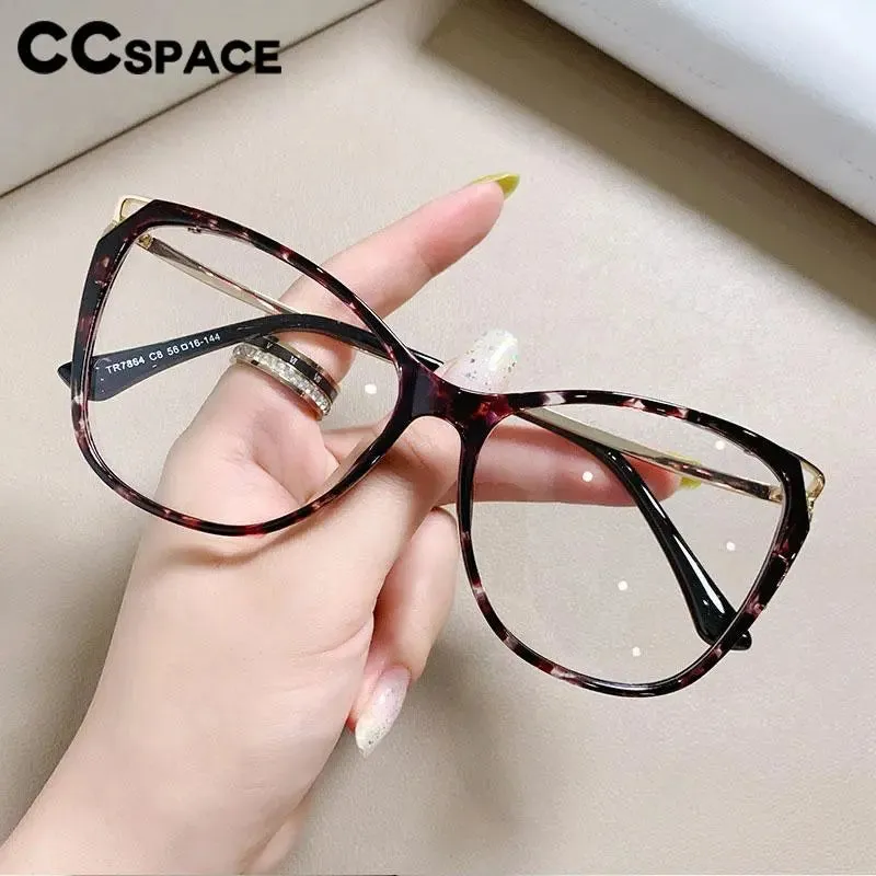 CCspace Women's Full Rim Cat Eye Tr 90 Titanium Eyeglasses 56845