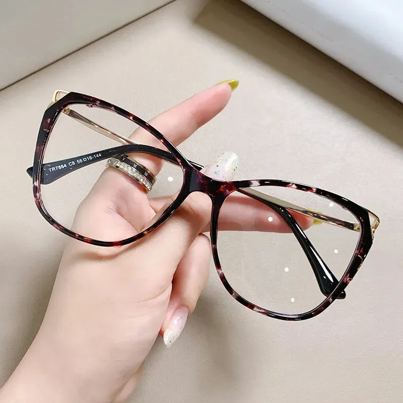 CCspace Women's Full Rim Cat Eye Tr 90 Titanium Eyeglasses 56845