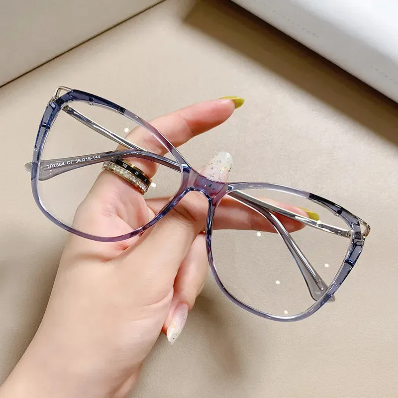 CCspace Women's Full Rim Cat Eye Tr 90 Titanium Eyeglasses 56845