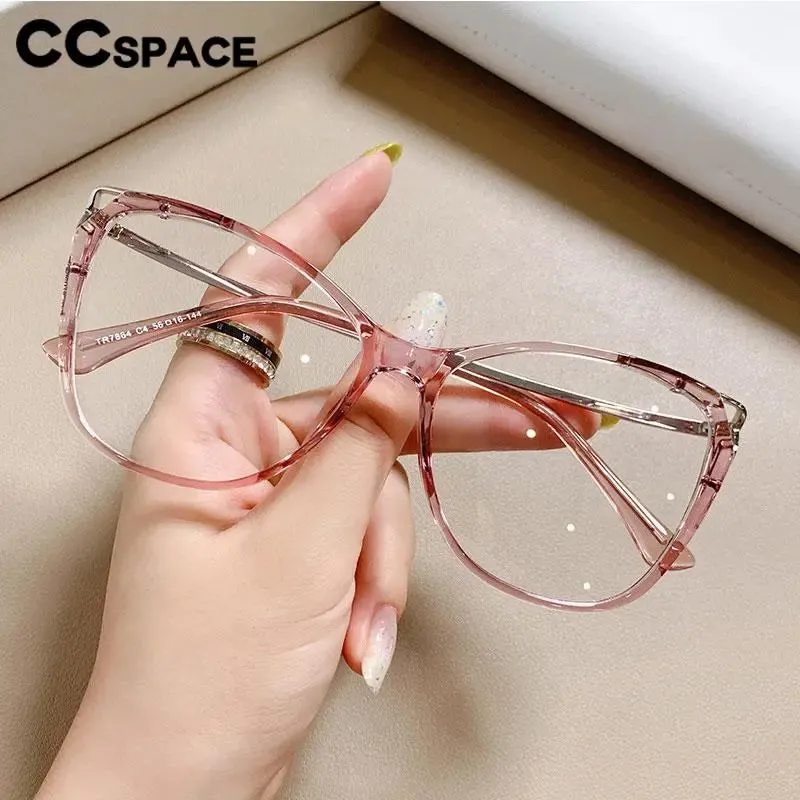 CCspace Women's Full Rim Cat Eye Tr 90 Titanium Eyeglasses 56845