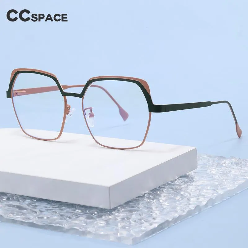 CCspace Women's Full Rim Irregular Square Alloy Eyeglasses 55071