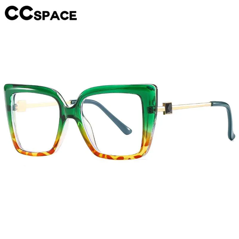CCspace Women's Full Rim Large Square Cat Eye PC Plastic Alloy Eyeglasses 56578