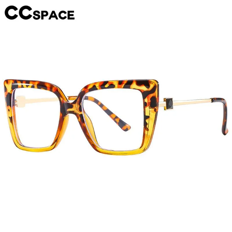 CCspace Women's Full Rim Large Square Cat Eye PC Plastic Alloy Eyeglasses 56578