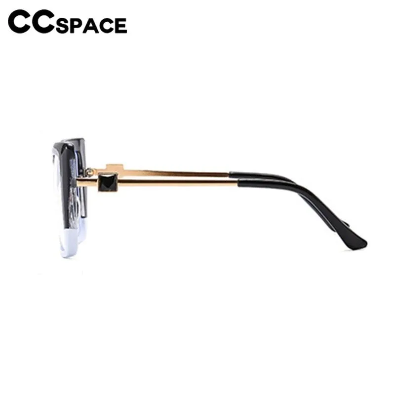 CCspace Women's Full Rim Large Square Cat Eye PC Plastic Alloy Eyeglasses 56578