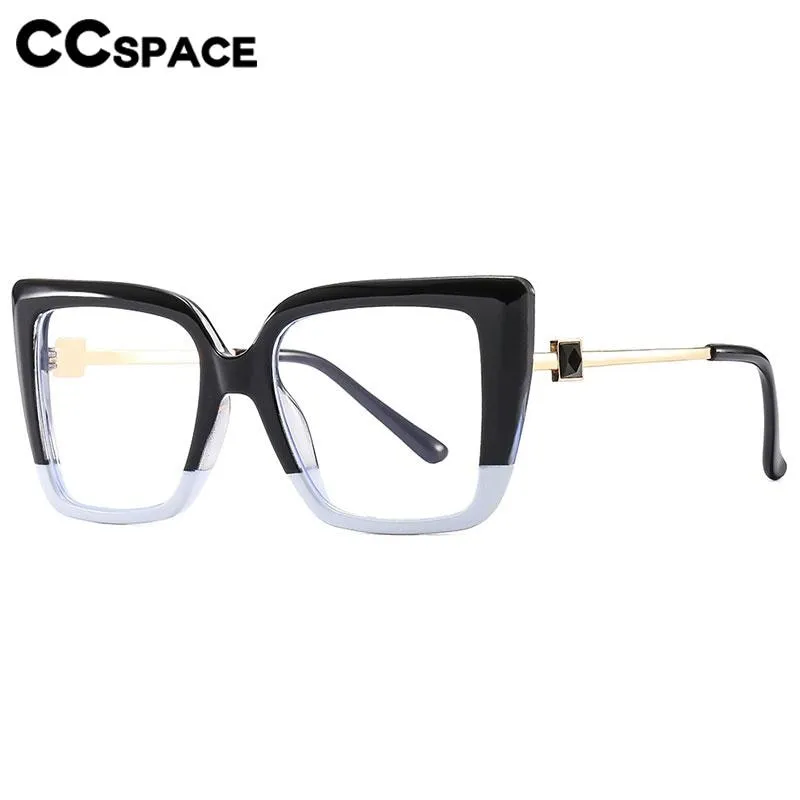CCspace Women's Full Rim Large Square Cat Eye PC Plastic Alloy Eyeglasses 56578