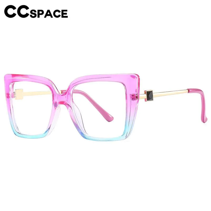 CCspace Women's Full Rim Large Square Cat Eye PC Plastic Alloy Eyeglasses 56578