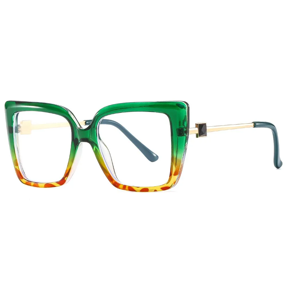 CCspace Women's Full Rim Large Square Cat Eye PC Plastic Alloy Eyeglasses 56578