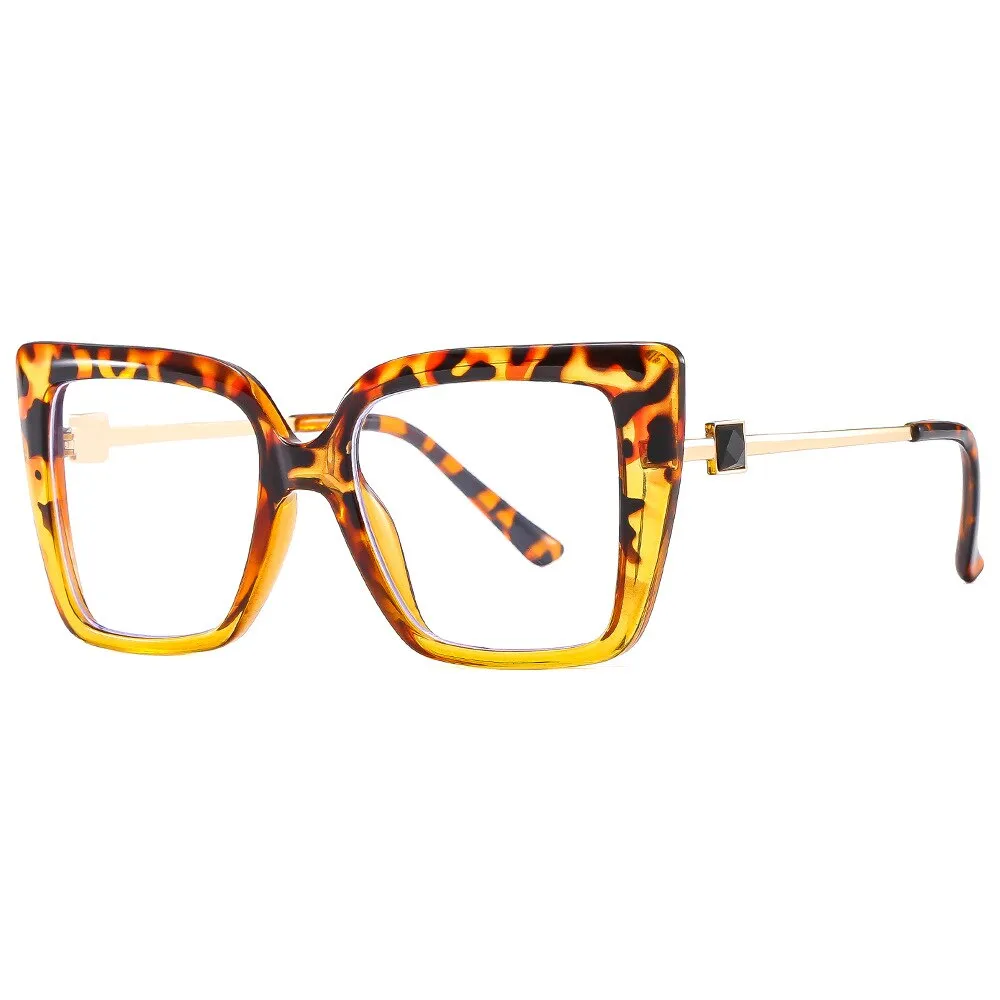 CCspace Women's Full Rim Large Square Cat Eye PC Plastic Alloy Eyeglasses 56578