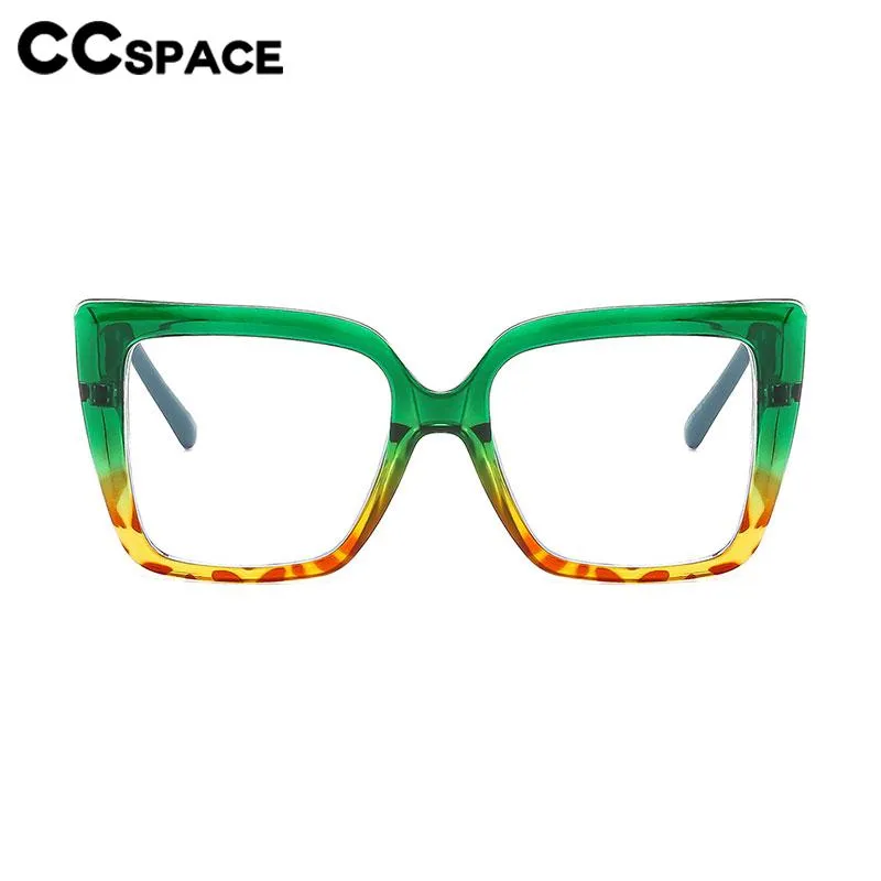 CCspace Women's Full Rim Large Square Cat Eye PC Plastic Alloy Eyeglasses 56578