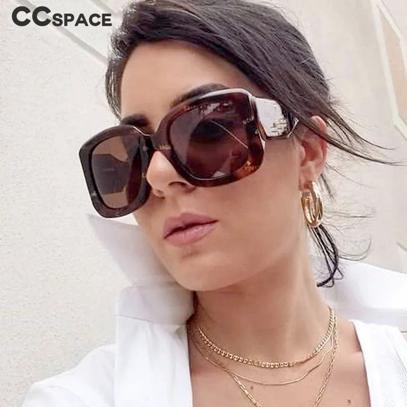 CCspace Women's Full Rim Oversized Square Resin Wide Leg Frame Sunglasses 46633
