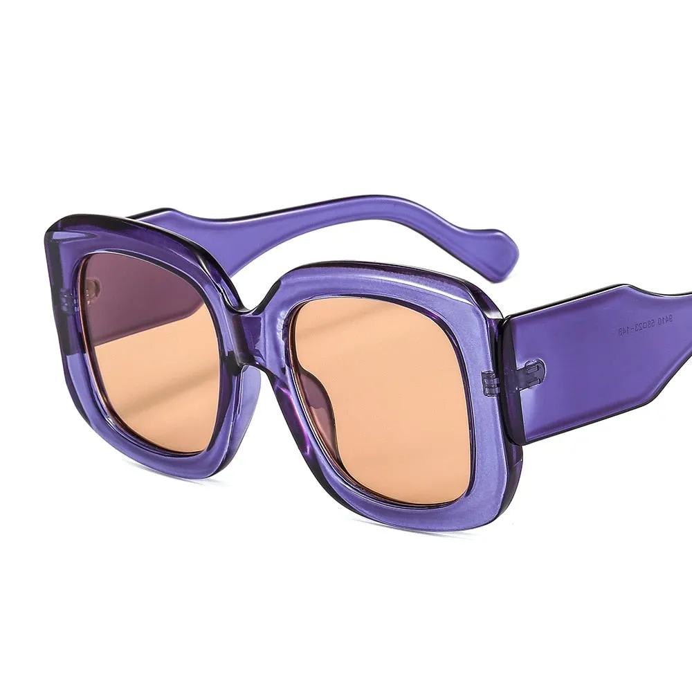 CCspace Women's Full Rim Oversized Square Resin Wide Leg Frame Sunglasses 46633