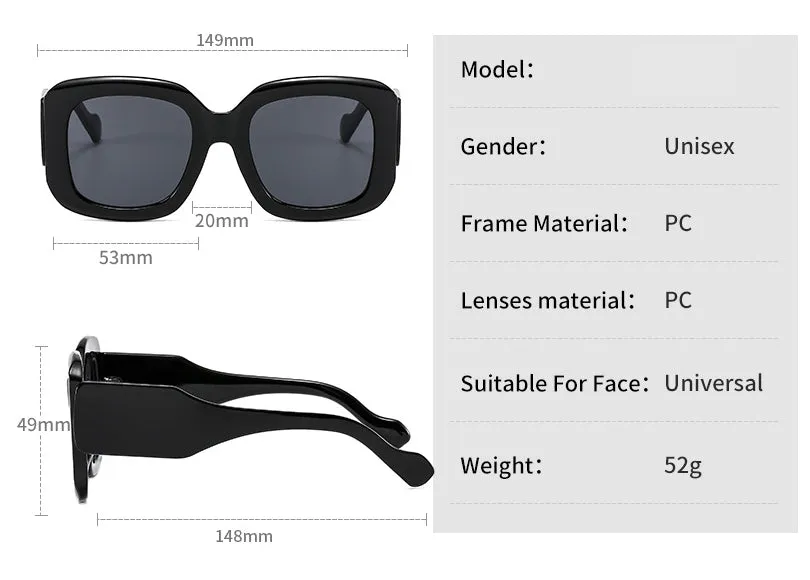 CCspace Women's Full Rim Oversized Square Resin Wide Leg Frame Sunglasses 46633