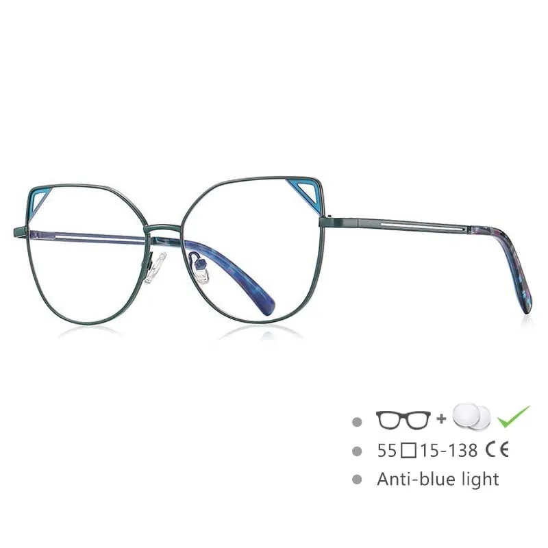 CCspace Women's Full Rim Round Cat Eye Alloy Frame Eyeglasses 54549