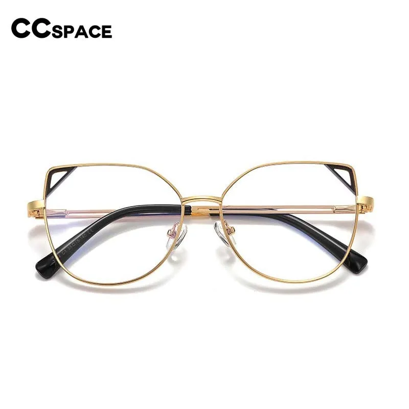 CCspace Women's Full Rim Round Cat Eye Alloy Frame Eyeglasses 54549