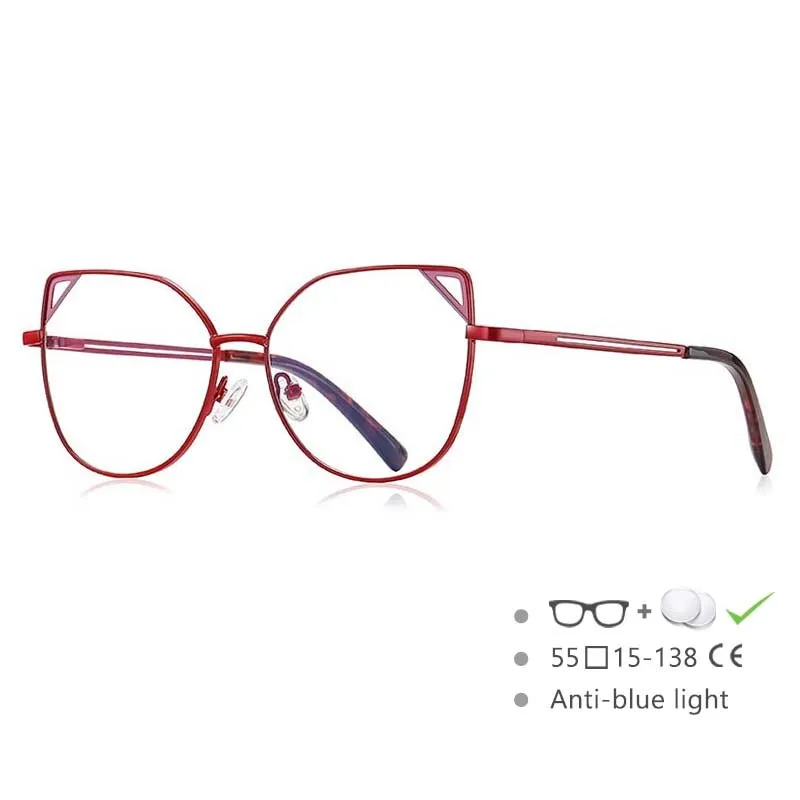 CCspace Women's Full Rim Round Cat Eye Alloy Frame Eyeglasses 54549