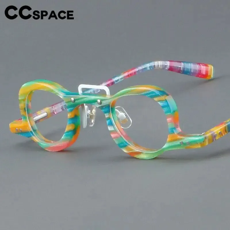 CCspace Women's Full Rim Small Round Double Bridge Acetate Eyeglasses 57191