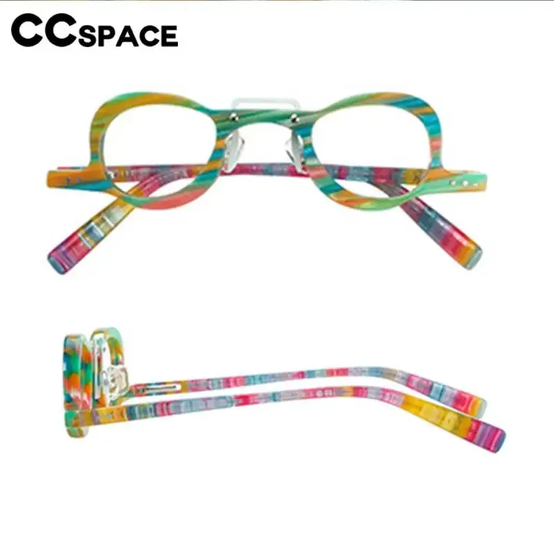 CCspace Women's Full Rim Small Round Double Bridge Acetate Eyeglasses 57191