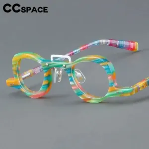 CCspace Women's Full Rim Small Round Double Bridge Acetate Eyeglasses 57191