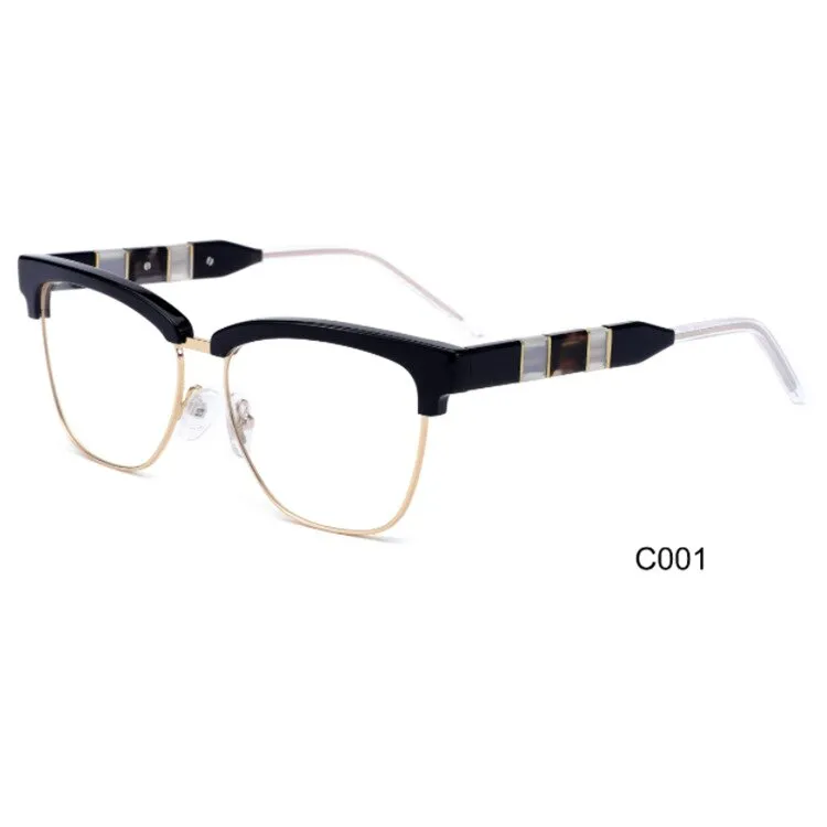 CCspace Women's Full Rim Square Cat Eye Acetate Alloy Eyeglasses 55281