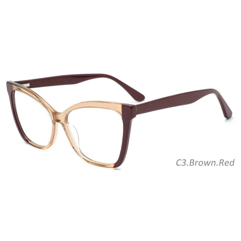 CCspace Women's Full Rim Square Cat Eye Acetate Eyeglasses 55285