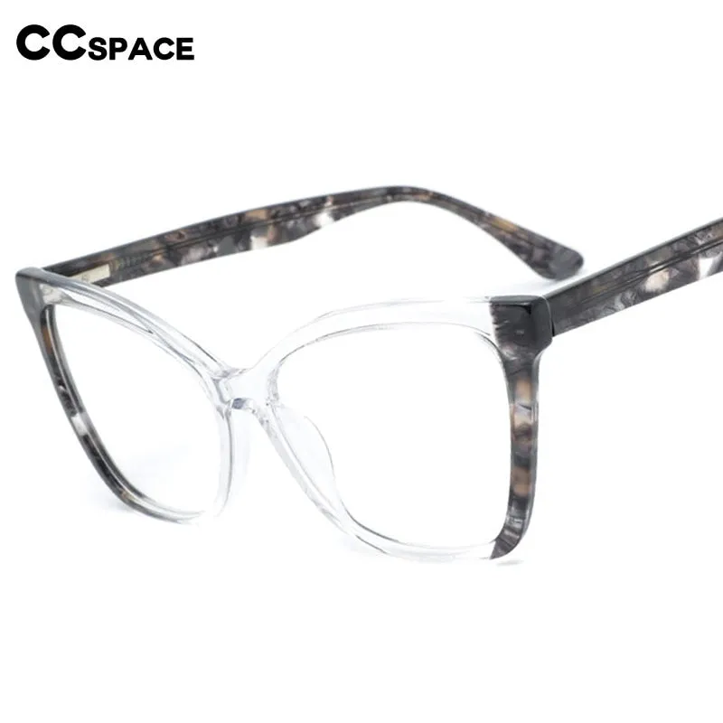 CCspace Women's Full Rim Square Cat Eye Acetate Eyeglasses 55285